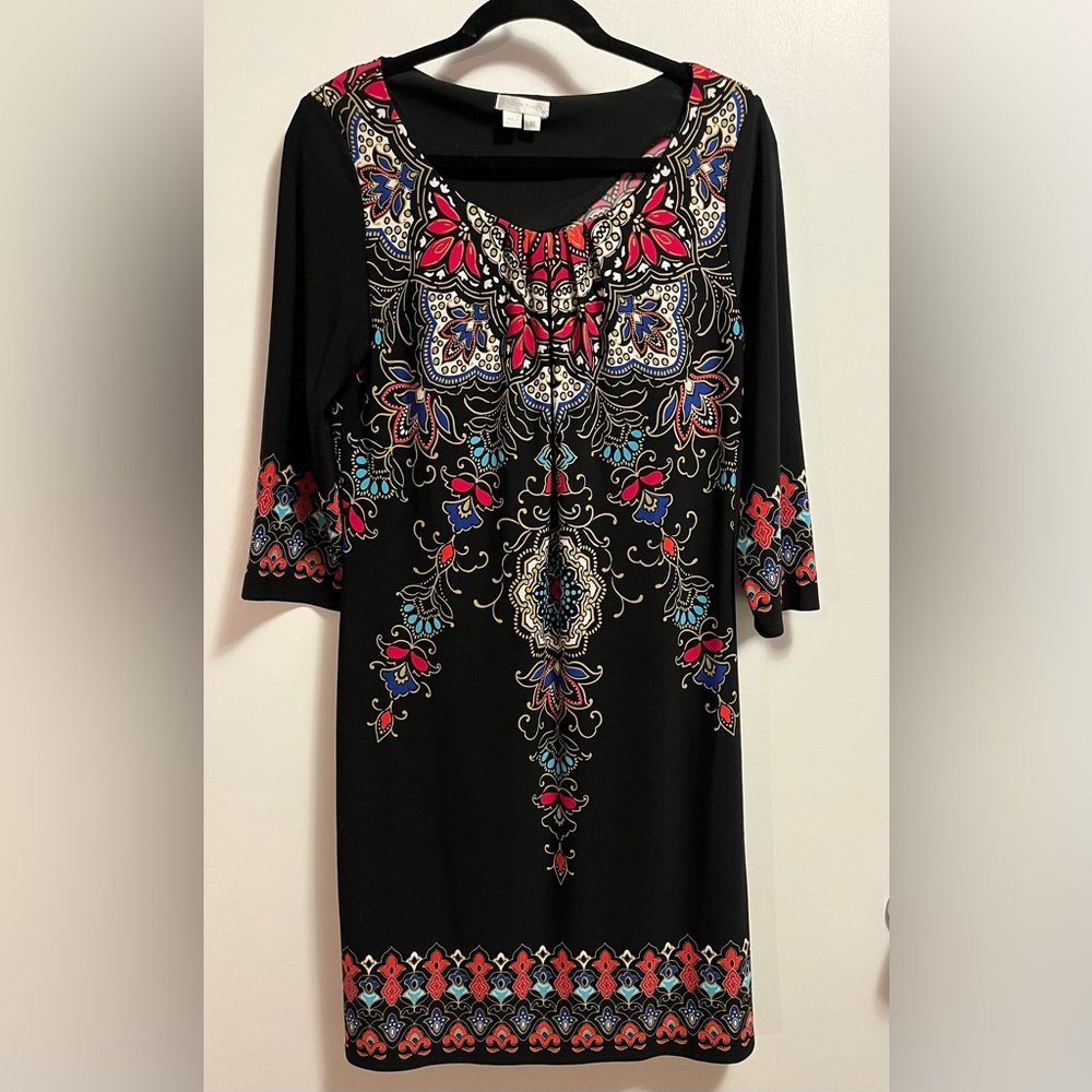 London Times Dress 3/4 Sleeves Multi Color Dress Size 10